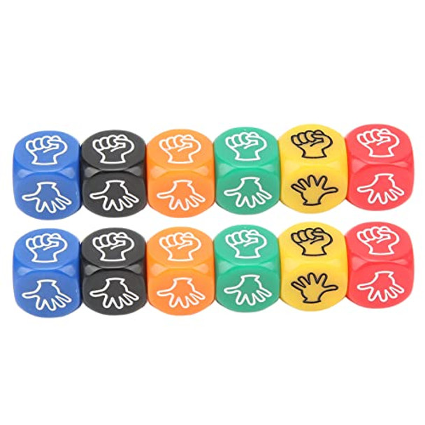 Srliya 12Pcs Finger Guessing Game Dice 6 Sided 6 Colors 20mm Rock Paper Scissors Game Dice for Adults Kids Family Party