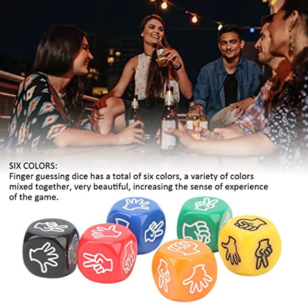 Srliya 12Pcs Finger Guessing Game Dice 6 Sided 6 Colors 20mm Rock Paper Scissors Game Dice for Adults Kids Family Party
