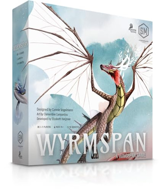 Stonemaier Games: Wyrmspan (Base Game) - A Wingspan Game by Connie Vogelmann Build a Cavernous Sanctuary for Beautiful Dragons Strategy Board Game for Adults and Family 1-5 Players 90-120 Min
