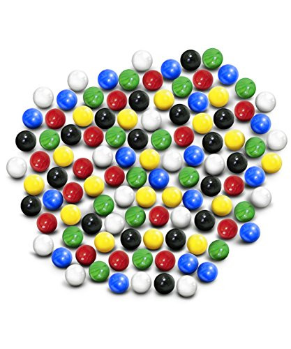 Super Value Depot Chinese Checkers Glass Marbles. Set of 72 12 Each Color. Size 9/16” (14mm) with Practical Container.