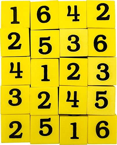 Teacher Created Resources Foam Numbered Dice 1-6 Pack of 20 Yellow
