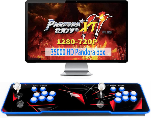 TOJASDN 【 35000 Games in 1 】 70S Pandoras Box Arcade Game Console Retro Game Machine for Home PC & TV 2-4 Players 1280X720 3D Games Search/Hide/Save/Load/Pause Games Favorite ListDouble Stick