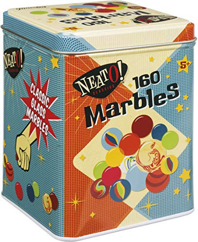 Toysmith Neato Classics 160 Marbles In A Tin Box by Toysmith - Retro Nostalgia Glass Shooter Marble Games Are Timeless Play For Kids - Boys & Girls