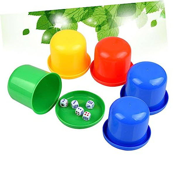 Toyvian 5pcs Dice Game Professional Dice Cups Stacking Cups Game Poker Dice Cups with Lid Play Set Sieve Cup Bar Craps Toy D6 Box Stacking Cups Dice in a Cup Plastic Cup Set