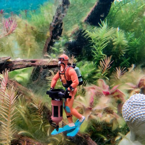 Toyvian 3pcs Mini Deep Sea Diver Figurines - Tiny Submarine Figures for Fish Tank - Realistic Diver with Hose Toy - Dollhouse Submarine Figures