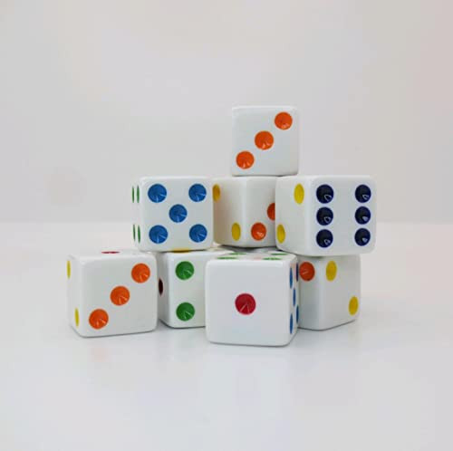 Twilight Bunco Events 1 Dozen Multi Spot Bunco Dice - 16mm Square - Excellent Quality - Organza Storage Bag Included - Bunco Supplies or Use with Your Casino Themed Party