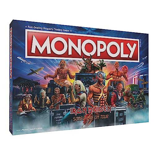 USAOPOLY Monopoly Iron Maiden Play as Bruce’s Lantern Guitar Amp Stack Nicko’s Drum Kit and More Officially Licensed Collectible Game Honoring British Classic Heavy Metal Icons