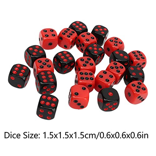 VBESTLIFE 48PCS Six Sided Dice Black and Red Plastic Lightweight Dice Polyhedral Dice for Table Game Board Game Interactive Games Collectible Card Games