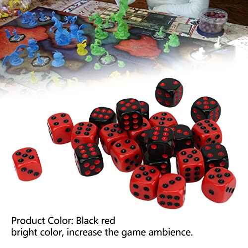 VBESTLIFE 48PCS Six Sided Dice Black and Red Plastic Lightweight Dice Polyhedral Dice for Table Game Board Game Interactive Games Collectible Card Games