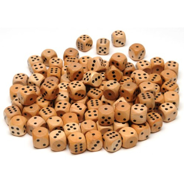 We Games Wooden Dice Set with Rounded Corners - Pack of 100 Bulk Dice 16mm Dice Black Pips for Board Games Gaming Dice Sets Standard 6 Sided Dice Set for Adults