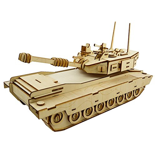 Wewinn 3D Wooden Puzzles Laser Engraving DIY Safe Assembly Constructor Kit Toy for Teens and Adults (Tank)