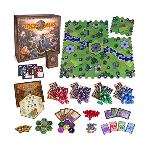 Wiz Dice - Dice Wars: Heroes of Polyhedra PVP Skirmish Board Game for 2-4 Players Roll Your Army & Generate a Random Map & Battle Ages 14 and Up
