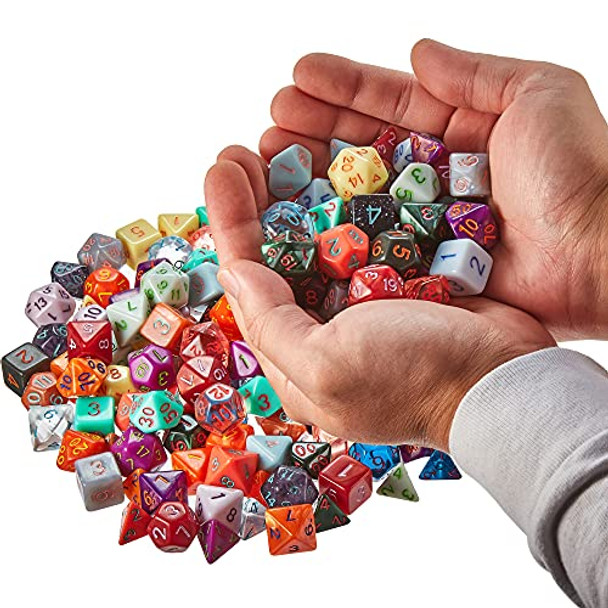 Wiz Dice Series IV 100+ Polyhedral Dice Random Bag - Includes 15 Sets of 7 Dice with Unique Colors - TTRPG Role-Playing Dice - Bulk Tabletop RPG Gaming DND Accessories - D20 D12 D10 D00 D8 D6 D4