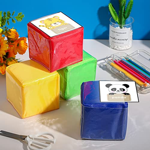 Yilloog Yilloog 4 Pcs Large Foam Dice with Pockets DIY Education Playing Soft Dice Cube Learning Teaching Stacking Blocks Photo(4.72 InchClassic Color)