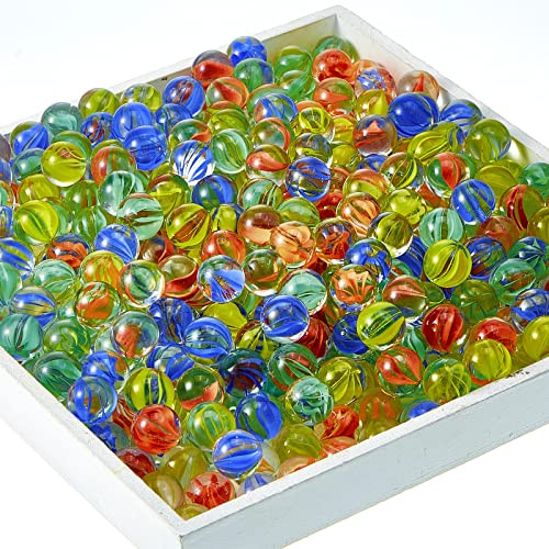 Zhanmai 500 Pieces Color Mixing Glass Marbles 0.56 Inch Cat Eyes Marbles Bulk Solid Glass Colorful Round DIY Craft for Kids Slingshot Home Decoration Chinese Checkers Game (Bright) (Classic)