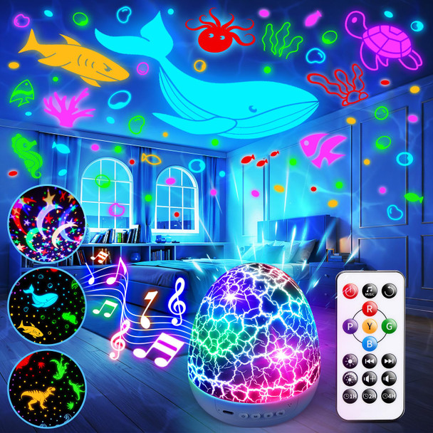 Staryou Baby Sound Machine Night Light Projector Kids Christmas Gifts | 15 White Noise Machine & 3D Films | 31Colors & Remote Control | Autism Toys Night Light for Kids Baby Boy Toys Egg Light for Nursery