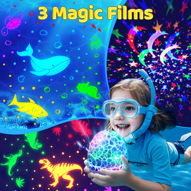 Staryou Baby Sound Machine Night Light Projector Kids Christmas Gifts | 15 White Noise Machine & 3D Films | 31Colors & Remote Control | Autism Toys Night Light for Kids Baby Boy Toys Egg Light for Nursery