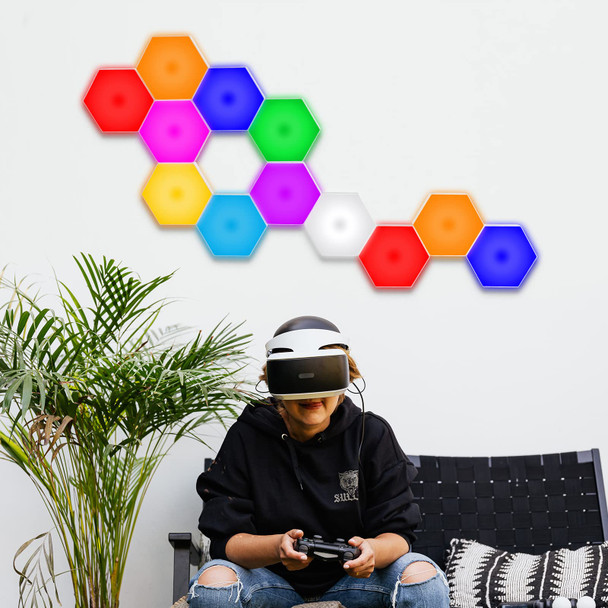 Hexagon Lights Smart LED Wall Lights with Remote 13 Colors Touch-Sensitive DIY Modular Assembled RGB Wall Panels Hex Light with USB-Power for Autism Game Room Decor Party (6-Pack)