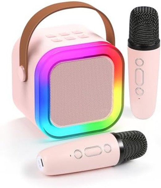 Fede Karaoke Machine for Kids Adults Mini Karaoke Machine with 4 Wireless Microphones Portable Bluetooth Speaker with Voice Changing Effects & LED Lights Best s Toys for Girls and Boys