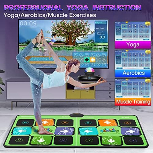 FwfxElectronic Dance Mats - Dance Mat Double Game for Kids and Adults Wireless Musical Dancing Mat (Green 36.6" x65.4")