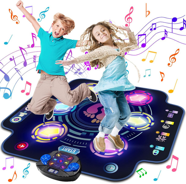 Maysida Kids Electronic Dance Pad with Light-up 6-Button & Wireless Bluetooth Music Dance Game Mat with Built-in Music 9 Levels and 3 Modes Birthday s Toys for Girls Ages 4-8 8-12