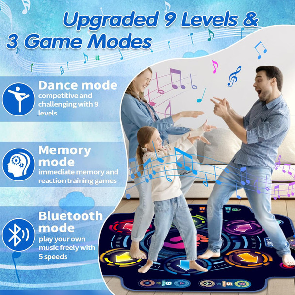 Maysida Kids Electronic Dance Pad with Light-up 6-Button & Wireless Bluetooth Music Dance Game Mat with Built-in Music 9 Levels and 3 Modes Birthday s Toys for Girls Ages 4-8 8-12