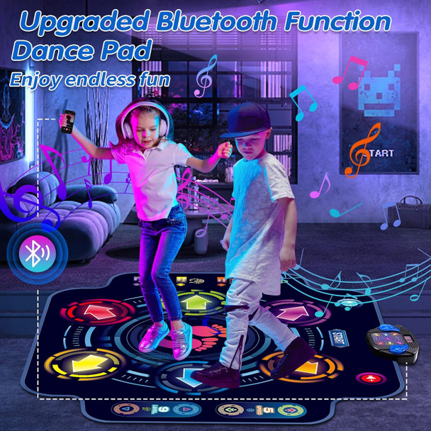 Maysida Kids Electronic Dance Pad with Light-up 6-Button & Wireless Bluetooth Music Dance Game Mat with Built-in Music 9 Levels and 3 Modes Birthday s Toys for Girls Ages 4-8 8-12