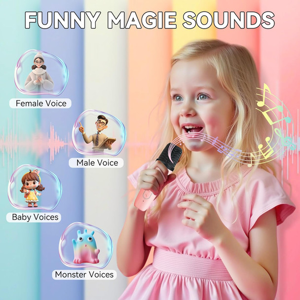 Meng Yang Karaoke Machine for Kids Adults Toys for Ages 3-12+ Year Old Portable Bluetooth Speaker with Wireless Microphone Birthday Easter s for 3 4 5 6 7 8 9 10 11 12+ Year Old Girls Boys Toddler