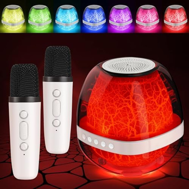 Meng Yang Mini Karaoke Machine Toys for Kids Ages 3-12 Birthday s for 3 4 5 6 7 8 9 10 Year Old Boys Girls Portable Bluetooth Speaker with 2 Wireless Microphones Colorful LED Toy for Boy Girl Home Party