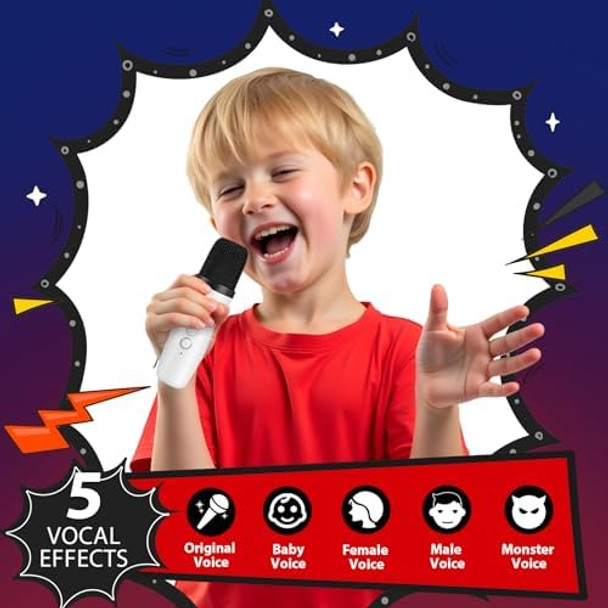 Meng Yang Mini Karaoke Machine Toys for Kids Ages 3-12 Birthday s for 3 4 5 6 7 8 9 10 Year Old Boys Girls Portable Bluetooth Speaker with 2 Wireless Microphones Colorful LED Toy for Boy Girl Home Party