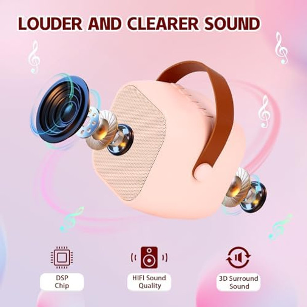Petiddy Mini Karaoke Machine for Kids Adults Christmas Birthday for Girls Age 3-12 Portable Bluetooth Karaoke Speaker with 2 Wireless Microphone Girls Toys for 4 5 6 7 8 9 10 11 12+ Years Old