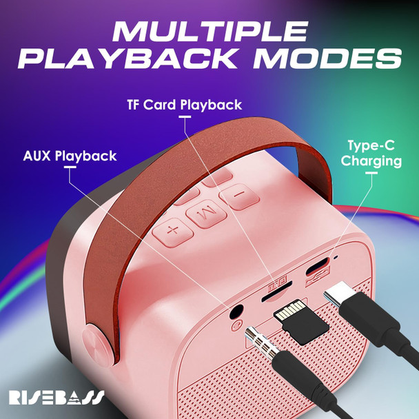 Risebass Mini Karaoke Machine for Kids Adults Portable Bluetooth Speaker with 2 Wireless MicrophonesToys Birthday s for Girls Ages 4 5 6 7 89101112+ Years Old Toddler Teens
