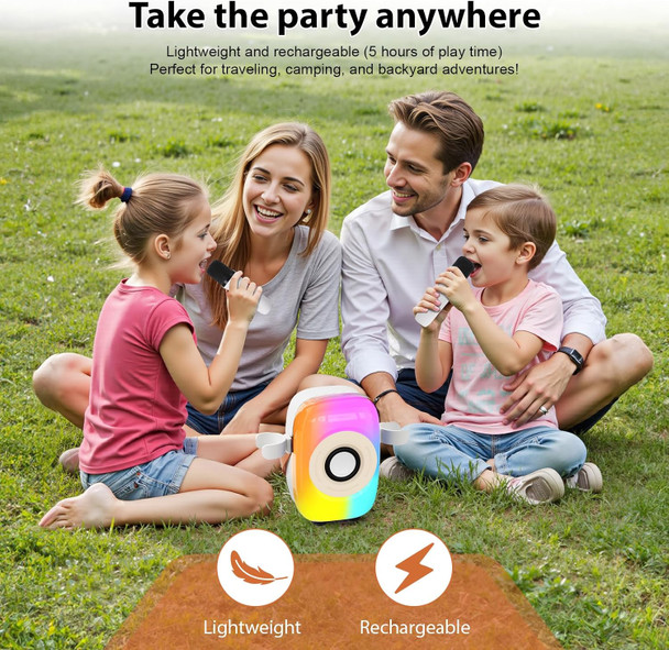 Szjhxin Kids Karaoke Machine Bluetooth Mini Portable Karaoke Machine with 2 Wireless Microphone and Speaker Toys for All Smartphones Birthday Family Home Party (White)