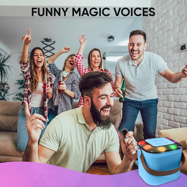Throlx Karaoke Machine for Kids and Adults Mini Karaoke Bluetooth Microphone Singing Speaker with 1 Wireless Microphones and 7 Color Lights Toys for All Smartphones Birthday Home Family Party (Blue)