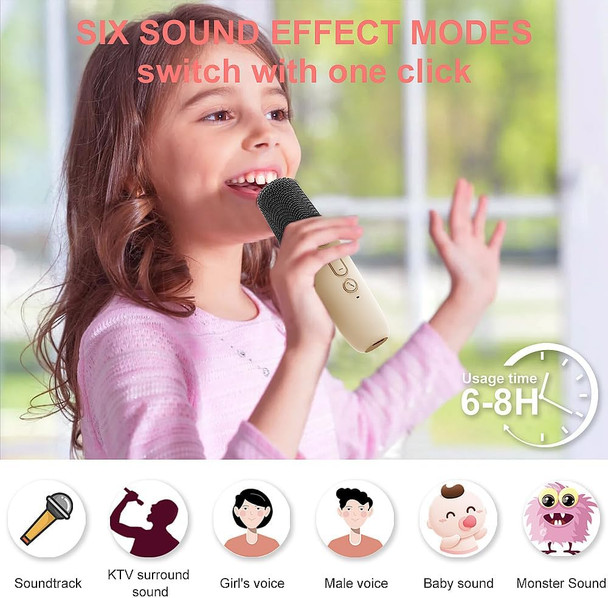 Uluck Mini Karaoke Machine for KidsPortable Bluetooth Speaker with Wireless Karaoke MicrophoneMusic Toys Christmas Birthday s for Girls & Boys 4-12 Year Old (Beige 1 mic)