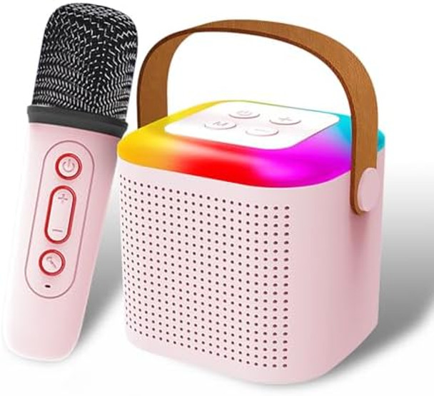 Uluck Mini Karaoke Machine for KidsPortable Bluetooth Speaker with 1 Wireless Karaoke MicrophoneMusic Toys Christmas Birthday s for Kids & Adults (Pink-1)
