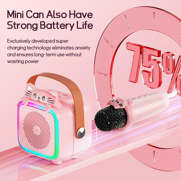 Winwend Karaoke Machine with 2 Wireless Microphones for Kids AdultsPortable Bluetooth Speaker Girls Toddlers Toy for Aged 3-12 Year Birthday Parties Christmas Party - Pink
