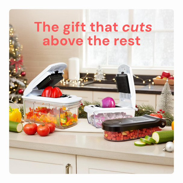 Fullstar The Original Pro Chopper - Vegetable Chopper and Spiralizer, Food Chopper with Container, Fruit Slicer, Kitchen Gadgets & Gifts, Home Essentials (4 in 1, White)