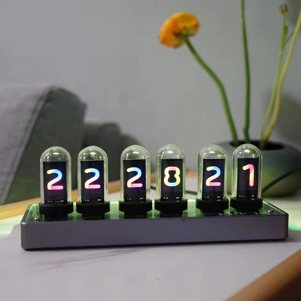 Adventurers IPS Nixie Tube Clock, Creative Electronic DIY Nixie Tube Clock Simulation with 6-Bit IPS LCD Screen,12/24 Hours, RGB Backlit Desktop Decoration,Gifts for Decorating Rooms and Desks