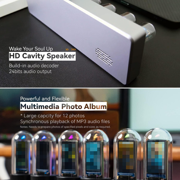 Adventurers IPS Nixie Tube Clock, Creative Electronic DIY Nixie Tube Clock Simulation with 6-Bit IPS LCD Screen,12/24 Hours, RGB Backlit Desktop Decoration,Gifts for Decorating Rooms and Desks