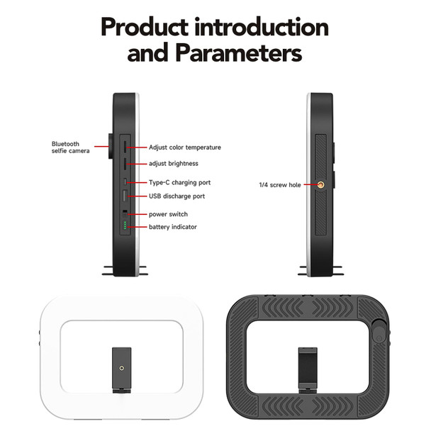 Smartphone Ring Selfie Light Kit Handheld LED Mobile Video Stabilizer Fill Lighting Rig Lights Built-in 8000mAh Battery Rechargeable for Phone Camera, YouTube, TIK tok Video Recording, Make up - NA-ZGRL02-CCT