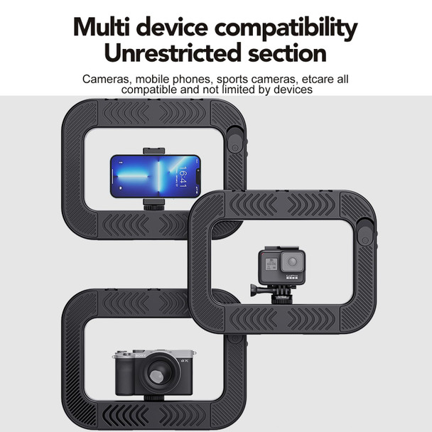 Smartphone Ring Selfie Light Kit Handheld LED Mobile Video Stabilizer Fill Lighting Rig Lights Built-in 8000mAh Battery Rechargeable for Phone Camera, YouTube, TIK tok Video Recording, Make up - NA-ZGRL02-CCT