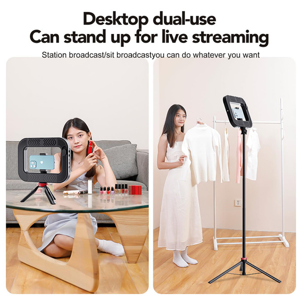 Smartphone Ring Selfie Light Kit Handheld LED Mobile Video Stabilizer Fill Lighting Rig Lights Built-in 8000mAh Battery Rechargeable for Phone Camera, YouTube, TIK tok Video Recording, Make up - NA-ZGRL02-CCT