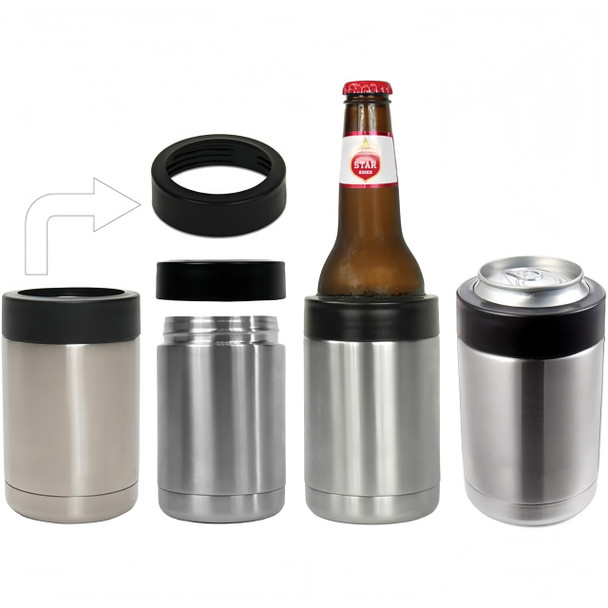 Gteller 3 in 1 Can and Beer Bottle Insulator Double Wall Stainless Steel Insulated Can Cooler Beer Bottle Holder 12oz 14oz 17oz 12oz Can&Bottle BK