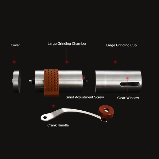 BlueField Lightweight Manual Coffee Bean Grinder, Hand Crank Coffee Grinder with Stainless Steel Conical Portable Coffee Grinders for Office Travel and Camping Silver