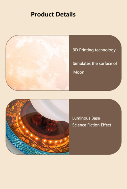 Levitating Moon Lamp Floating Saturn Lamp with Transparent Luminous Light Base Suspension 360° Rotation Saturn Light 3 Colors Display Mode Table Lamp for Home Office