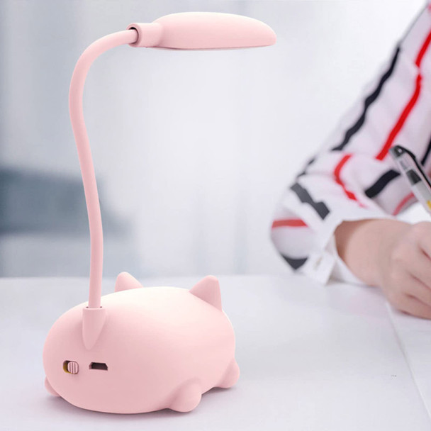 Hoghaki Cute Kids Desk Lamp LED Desk Lamp for Kids Cute Cat Lamp Desk Accessories Flexible Gooseneck Eye-Care Cartoons Small Desk Lamp Girls USB Charging