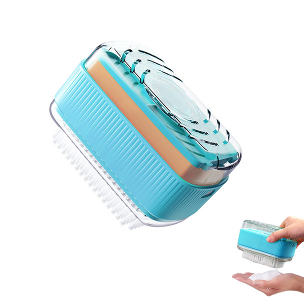 LELEMON Soap Dish with Drain Multifunctional Soap Dish Soap Cleaning Storage 3 in 1 Foaming Box for Home Bathroom Kitchen Keep Soap Dry&Easy to Clean Blue