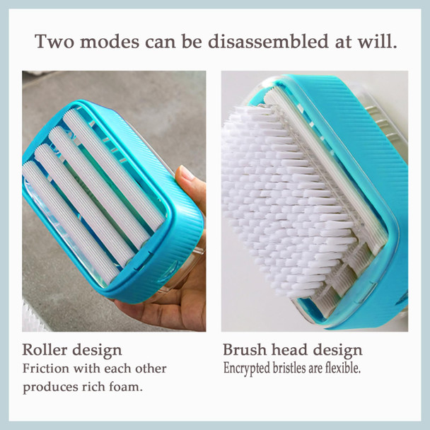 LELEMON Soap Dish with Drain Multifunctional Soap Dish Soap Cleaning Storage 3 in 1 Foaming Box for Home Bathroom Kitchen Keep Soap Dry&Easy to Clean Blue