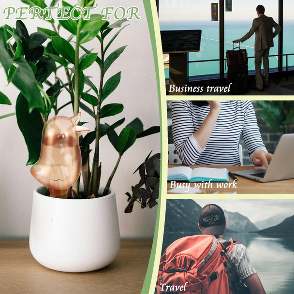 KIROYAL 4 Pack Self Watering Spikes Indoor Plant Watering Globes Bird Shape Automatic Irrigation Spikes Self-Watering Terracotta Spike Plant Watering Devices Red